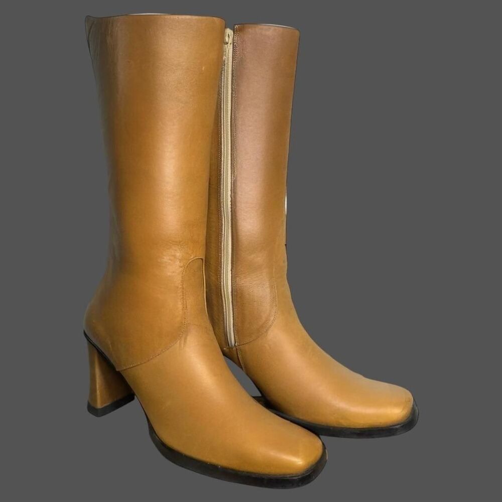 70's Viley Italian Leather Tan Boots EU 37 - Picture 2 of 8